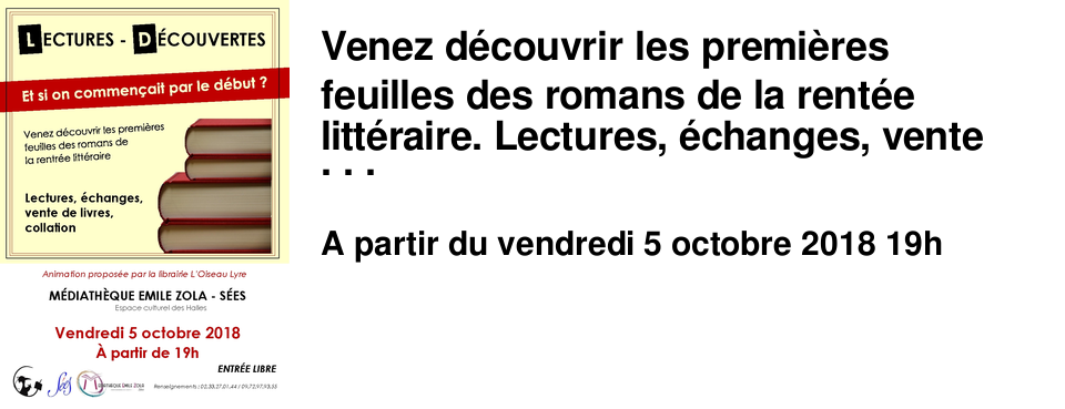 Venez d�couvrir les premi�res feuilles des romans de la rent�e litt�raire. Lectures, �changes, vente de livres, collation... Entr�e libre !